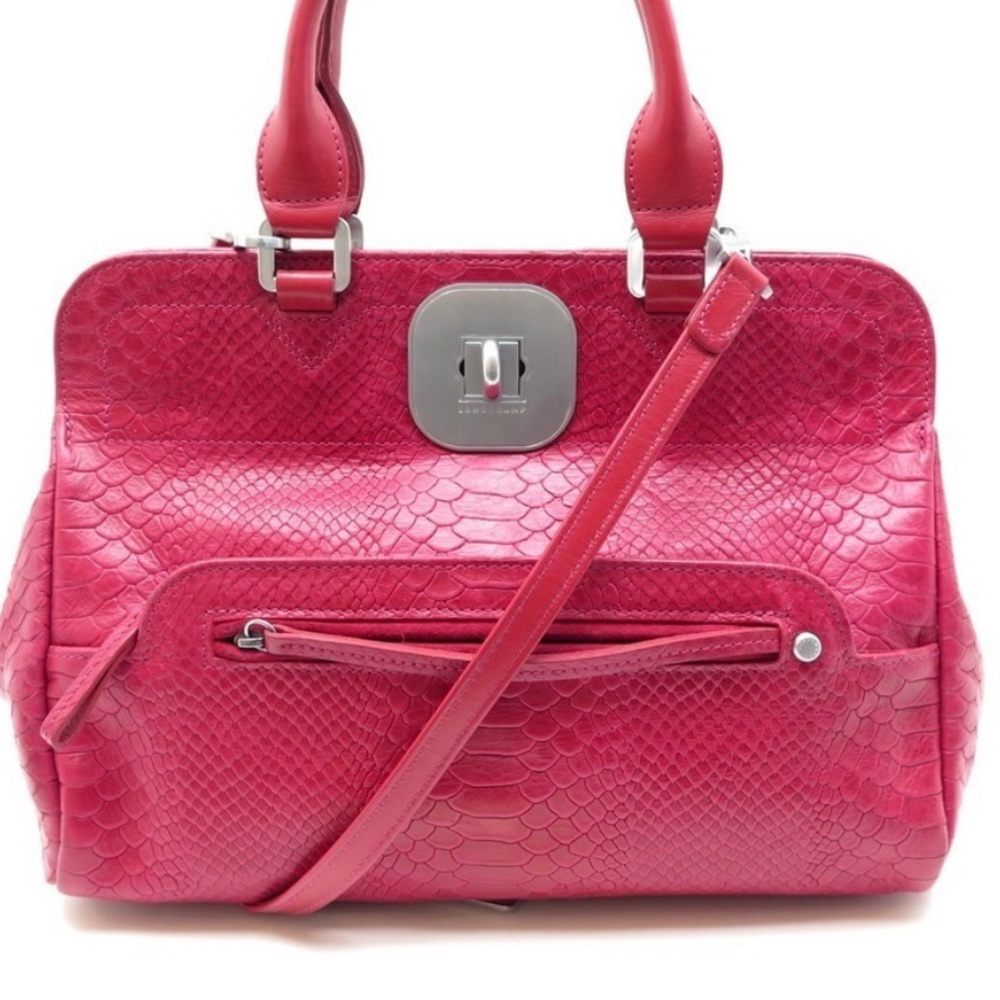 Longchamp Gatsby Python Embossed Leather Handbag - image 1